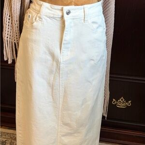 White Denim Midi Skirt